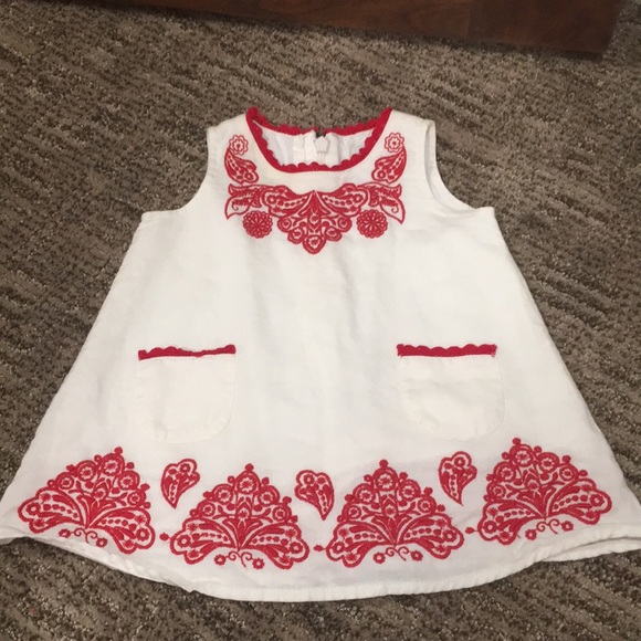 Gap Embroidered Red & White Dress 0-3M - Picture 1 of 8